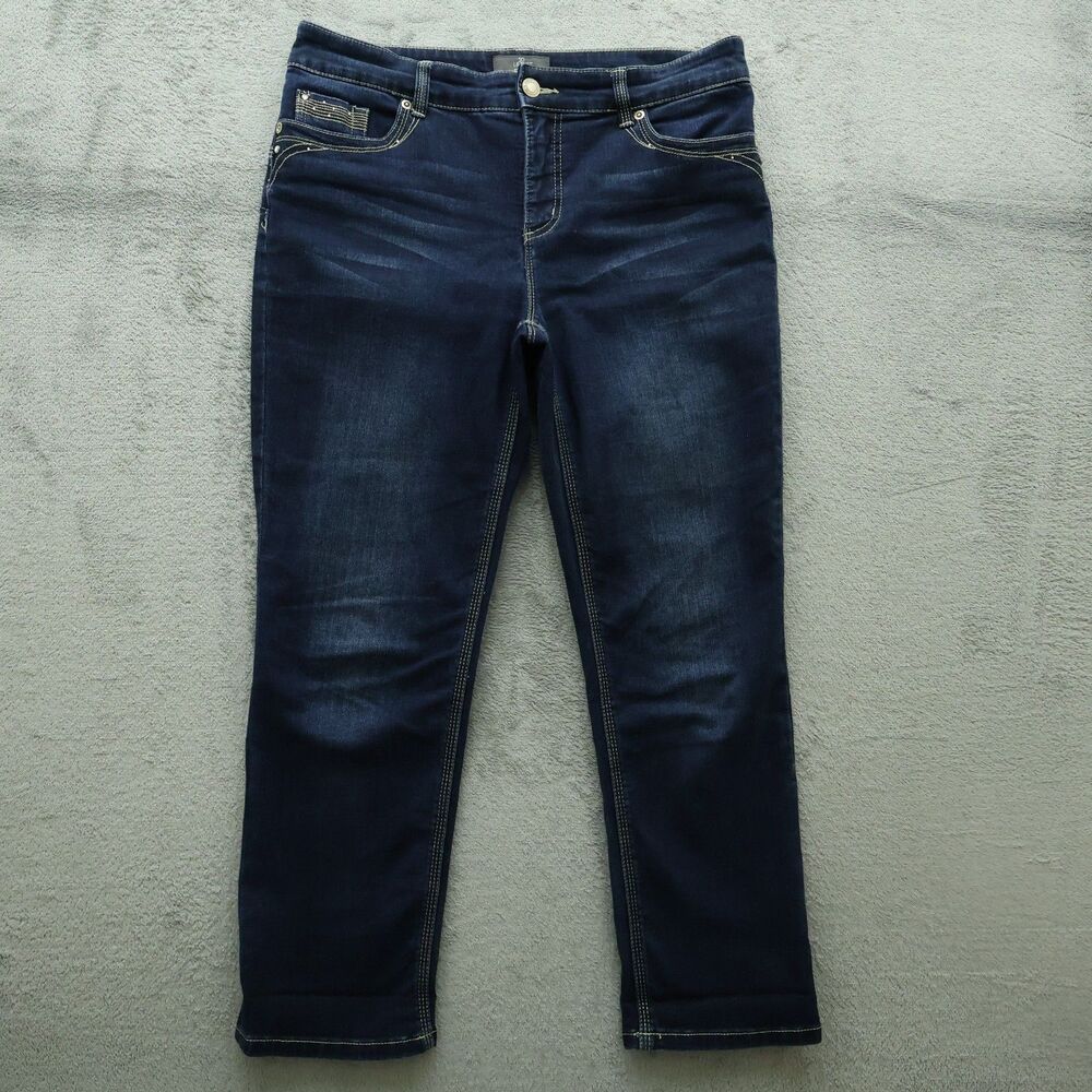 Chico's Jeans Women's Size 1 US-8 Blue Mid-Rise Slimming Crop Denim 26" Inseam